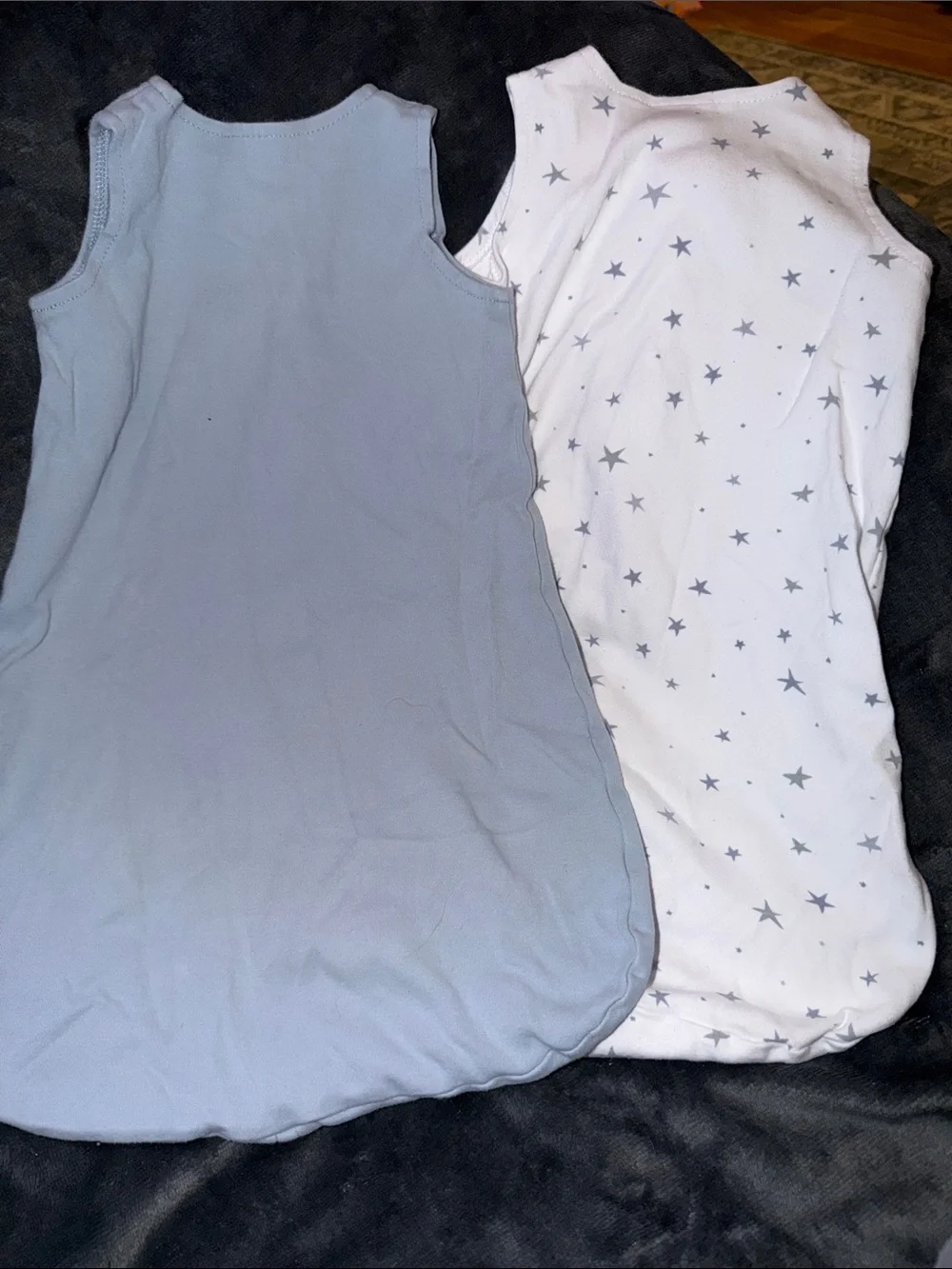 Sleeveless Baby Sleep Sacks in Light Blue and White Star - Soft Zip Front
